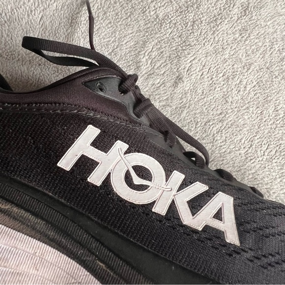 Hoka One One Bondi 8 Women's Wide Cushioned Running Shoe Sneaker Black White 8.5 - Picture 6 of 17